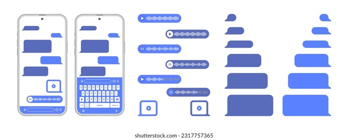 Nachrichtenblasen chatten für Smartphones, mit Vektorchatkästen für mobile Messaging-Anwendungen. Vektorgrafik.