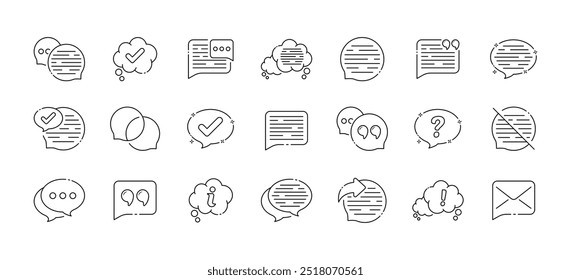 Message bubble collection icons. Linear style. Vector icons.