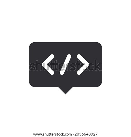 Message bubble. Development file. Program code. Big data processing. Software development and programming. Coding icon. Development support. Speech bubble. Chat sign. Communication symbol. Chat icon. 