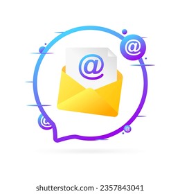 Message in a bubble envelope. Flat, yellow, sending an electronic sheet, electronic envelope. Vector icon