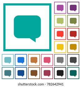 Message bubble flat color icons with quadrant frames on white background