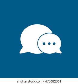 Message Bubble Flat Icon On Blue Background