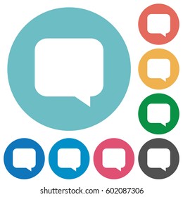 Message bubble flat white icons on round color backgrounds