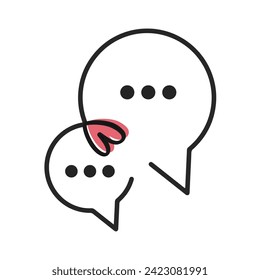 Message bubble with heart. Happy Valentine's day, simple love symbol, icon collection.