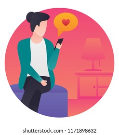 
Message bubble with heart, love sms
