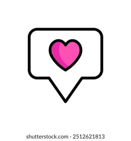 Message bubble with heart. Social media notification icons in speech bubbles.