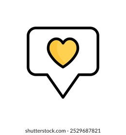 Message bubble with heart. Social media notification icons in speech bubbles.