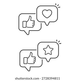 Bolha de mensagem com coração e estrela. Feliz Dia dos Namorados, símbolo de amor simples, coleção de ícones. 