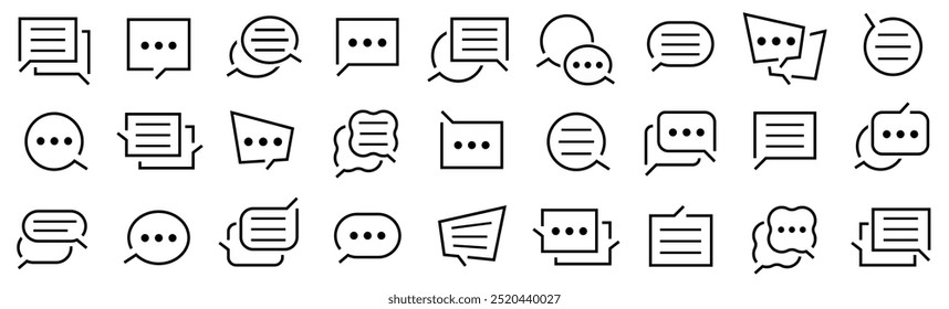 Message Bubble icon set. Speech Bubble icon collection. Chat and quote icons. Comment quote. Message vector icons. Vector illustration