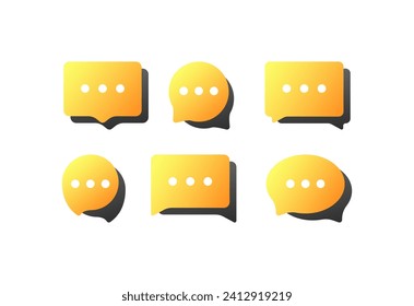 Message bubble icons. Flat, yellow, set of speech bubbles, message bubble collection. Vector icons