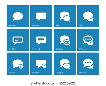 Message bubble icons on blue background. Vector illustration.