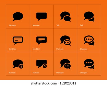 Message bubble icons on orange background. Vector illustration.