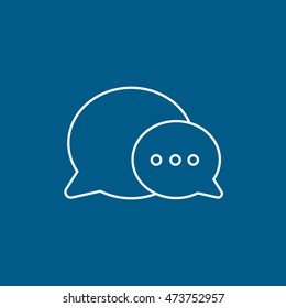Message Bubble Line Icon On Blue Background