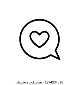 Message bubble love icon. Heart sign symbol. Valentines Day.