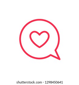 Message bubble love icon. Heart sign symbol. Valentines Day.