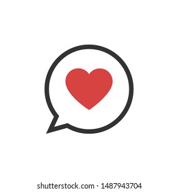 Message bubble love icon isolated on white background. Vector illustration. Eps 10.