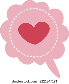 Icono de amor de burbuja de mensajes aislado en fondo blanco. Ilustración vectorial.