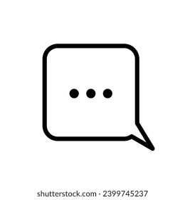 Message bubble mockup. Outline, square speech bubble with three dots, message bubble. Vector icon