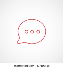 Message Bubble Red Line Icon On White Background