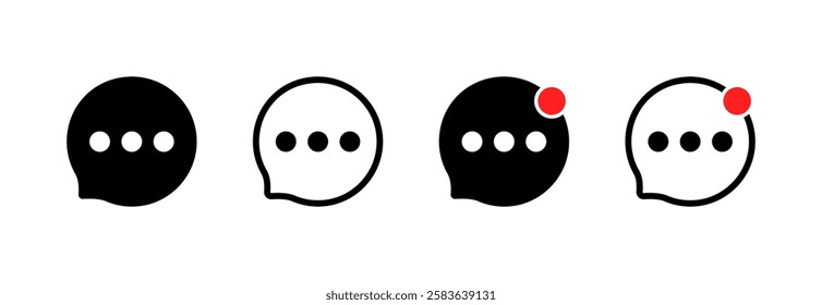 Message bubble set icons. New message icons. Silhouette and linear style. Vector icons.