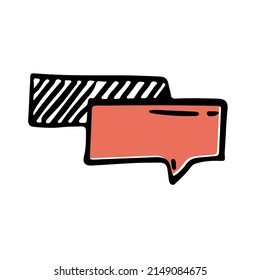 Message bubble sketch vector illustration. Hand-painted chat box symbol