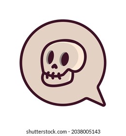 Message bubble with skull. The concept of a dangerous or negative message. Message pictogram with skull inside