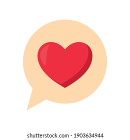 message bubble with yellow color and one heart in the middle of it vector illustration design
