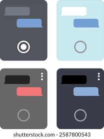 Message bubbles chat vector icons. Vector deign template of message bubbles chat boxes in smartphone mockup app