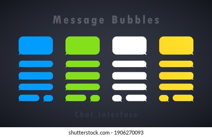 Message bubbles design template for messenger chat or website. Chat interface concept. Vector on isolated background. EPS 10