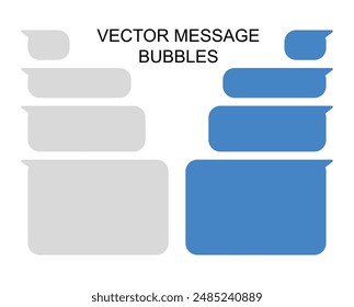 Message bubbles design template for messenger chat. Vector template messages bubbles chat icons. Message bubbles icons