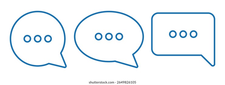 Iconos de burbujas de mensajes. Icono de chat. Línea, iconos de burbujas de colección de expresión. Chat, mensaje, mensaje, sms, chat, chat, icono de conversación. Iconos de burbujas de mensajes. Ilustración vectorial.
