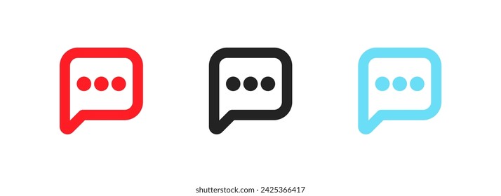 Message bubbles icons. Flat, color, speech bubbles icons, notification button design. Vector icons