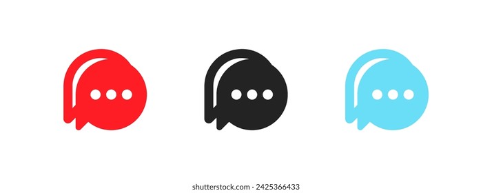 Message bubbles icons. Flat, color, message bubble buttons icons, set of message buttons. Vector icons