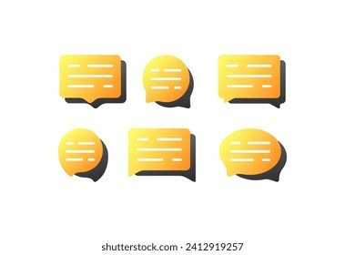 Iconos de burbujas de mensajes. Plano, amarillo, diseño de burbujas de notificación, burbujas de voz. Iconos del vector