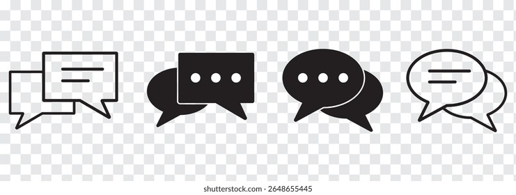 Message bubbles icons. Line, collection of speech bubbles icons. Chat on line symbol template. Design vector icon illustration. Eps 10