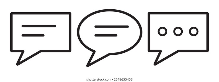Message bubbles icons. Line, collection of speech bubbles icons. Chat on line symbol template. Design vector icon illustration. Eps 10
