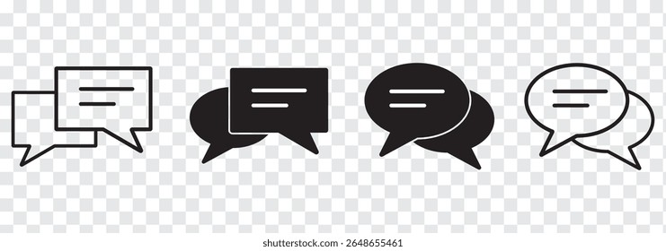 Message bubbles icons. Line, collection of speech bubbles icons. Chat on line symbol template. Design vector icon illustration. Eps 10