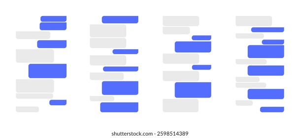 Message bubbles interface set fot text template dialogues on white background. Vector flat illustration