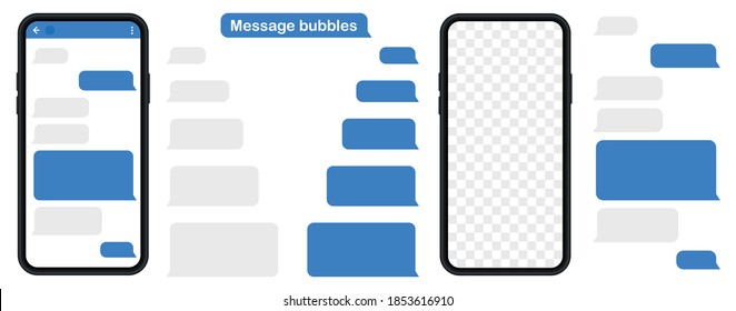 Message bubbles. SmartPhone chatting sms template bubbles. Social media design concept.Sms template bubbles for compose dialogues. Vector design template of message bubbles.Vector illustration.