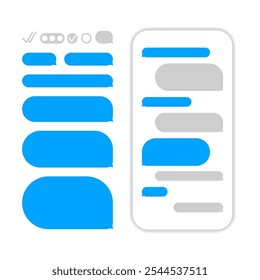 Message bubbles template for chat, chatting in smartphone, send or receive sms on app, chatting sms template bubbles.