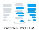 Message bubbles template for creating dialogues on white background. Text template bubbles. Mockup Web messenger interface.