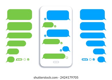 Message bubbles template for creating dialogues on white background. Text template bubbles. Mockup Web messenger interface. Speech bubbles for chat.