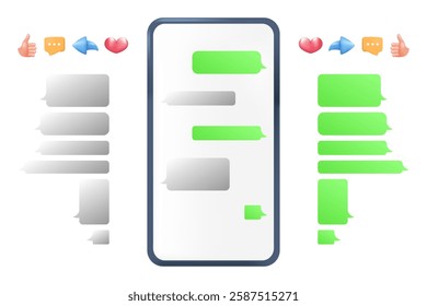 Message bubbles template for creating dialogues on white background. Text template bubbles. Mockup Web messenger interface.