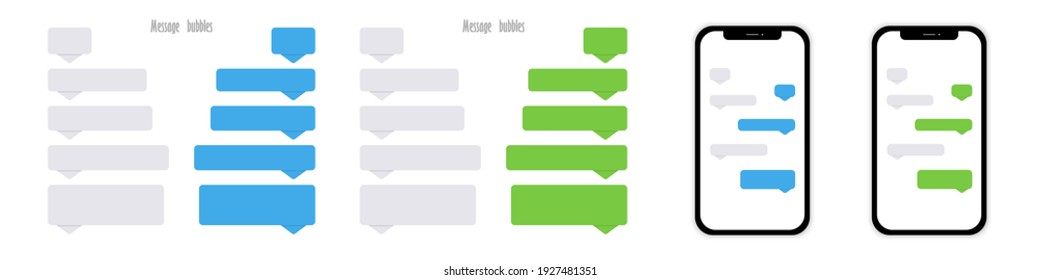 Message bubbles template with mobile phone. Chatting sms in smartphone. Template bubbles. Vector illustration