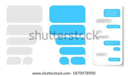 Message bubbles. Text balloon on phone dispaly. Vector design template for messenger chat