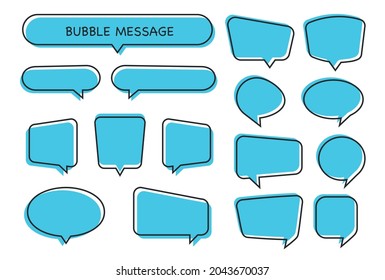 El mensaje burbuja iconos vectoriales. Llamar por teléfono a las burbujas de mensajes de texto de chat por SMS. Plantilla en blanco de diferentes burbujas de smartphones dibujadas a mano aislada en fondo blanco.