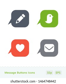 Message Buttons - Sticker Icons. A set of 4 professional, pixel-perfect icons.