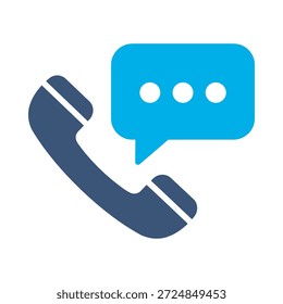 Icono de llamada de mensaje diseño de Vector plano azul símbolo de burbuja de teléfono Asistencia de chat contacto comunicación elemento gráfico signo