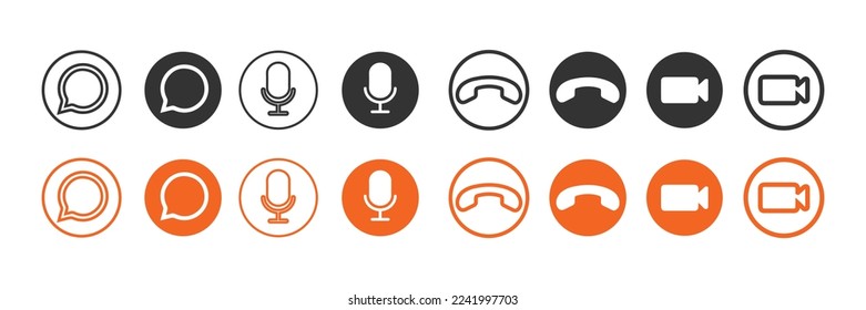 message, call,audio and video signs vector set. Modern vector design template
