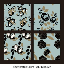 Message card Design 04. Design set in contemporary art style. Abstract background with hand-painted  flowers and trendy typography in dark blue. ―vector Illustration material
Message, thanks card